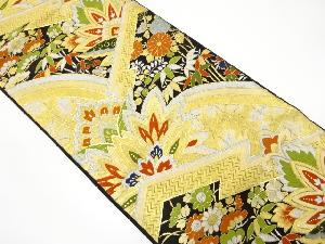 アンティーク　草花に幾何学模様織り出し袋帯（材料）